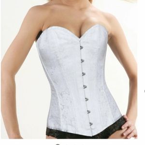 NWT Size 22, Corsetdeal, White Brocade, Steel boned Gothic Overbust Corset